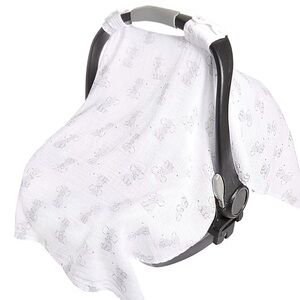 aden + anais White Baby Car Seat Cover with Elephant Print